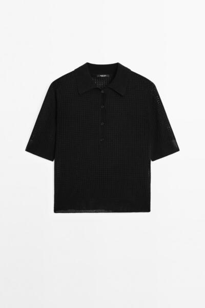 Massimo Dutti Polo yaka ajurlu triko kazak