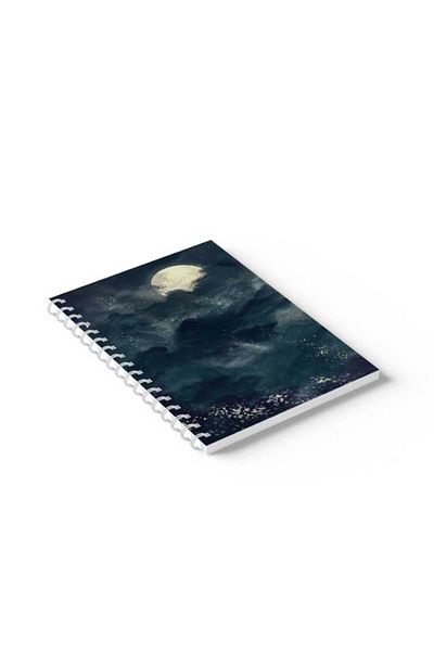 LOWHA Spiral Notebook with Front and Back Hard Covers Featuring Into the Night Design