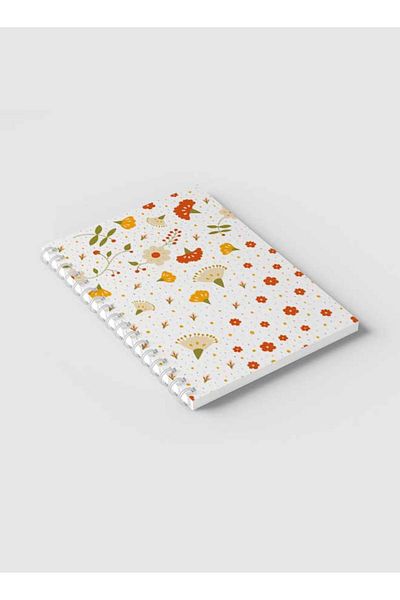 LOWHA Spiral Notebook with Front and Back Hard Covers Featuring Flowers & Berries Design