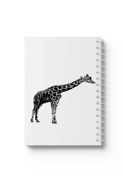 LOWHA Spiral Notebook with Front and Back Hard Covers Featuring Giraffe Design