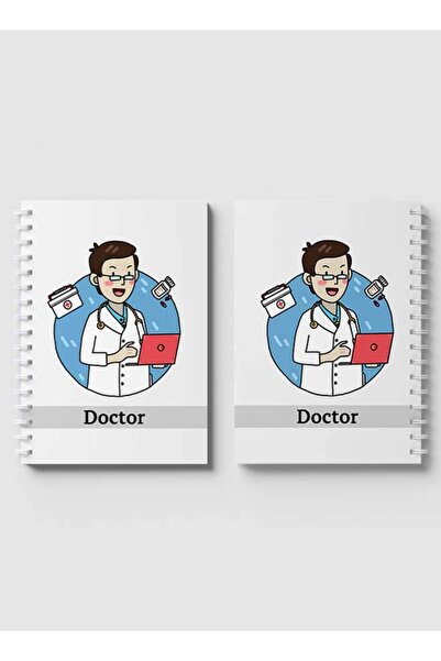 LOWHA Spiral Notebook with Front and Back Hard Covers Featuring Doctor in English Design