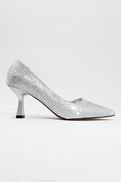 CCWAY AYAKKABI Women's High Heel Shoes Silver Triangle