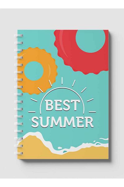 LOWHA Spiral Notebook with Front and Back Hard Covers Featuring Best Summer Design