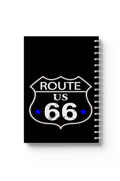 LOWHA Spiral Notebook with Front and Back Hard Covers Featuring Route 66 Design