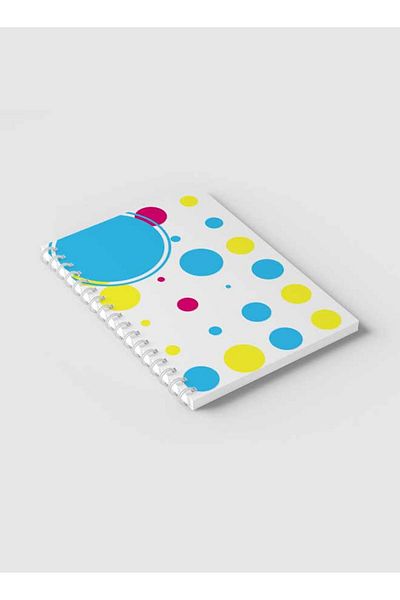 LOWHA Spiral Notebook with Front and Back Hard Covers Featuring Colored Circles Design