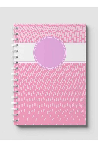 LOWHA Spiral Notebook with Front and Back Hard Covers Featuring Abstract Pink & White Cube Design