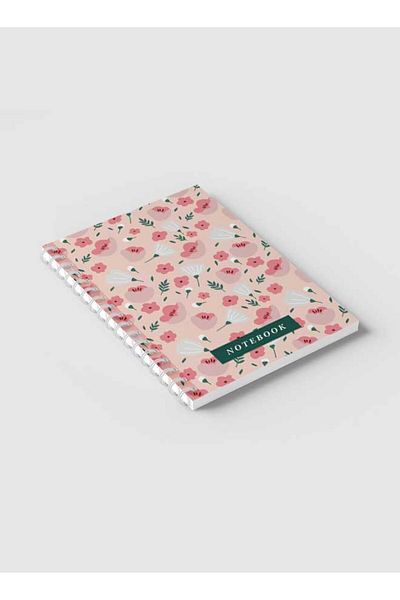 LOWHA Spiral Notebook with Front and Back Hard Covers Featuring Floral Design