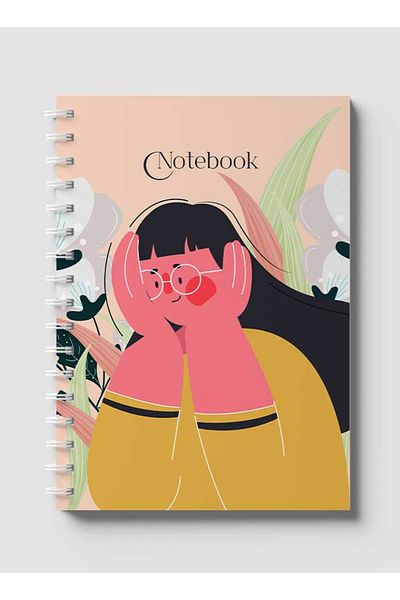 LOWHA Spiral Notebook with Front and Back Hard Covers Featuring Classical Theme Girl Design