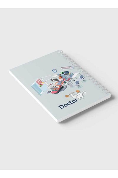 LOWHA Spiral Notebook with Front and Back Hard Covers Featuring Doctor in English Design