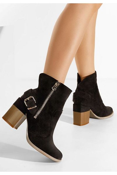B T Shoes Botine dama cu toc Laroya negre