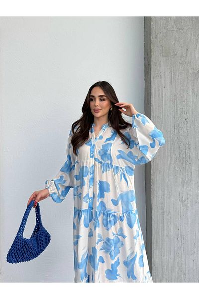 JESSE STORY Women's Hijab Dress Modal Fabric Floral Pattern Dress