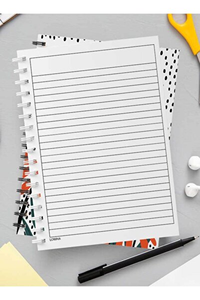 LOWHA Spiral Notebook with Front and Back Hard Covers Featuring Floral & Dots Design