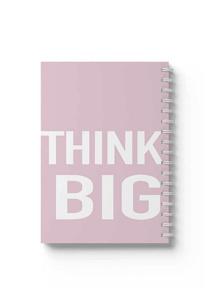 LOWHA Spiral Notebook with Front and Back Hard Covers Featuring Think Big Design