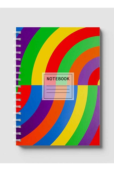 LOWHA Spiral Notebook with Front and Back Hard Covers Featuring Abstract Colored Connected Shapes Design