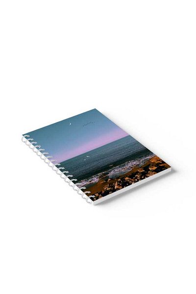 LOWHA Spiral Notebook with Front and Back Hard Covers Featuring Beach Design