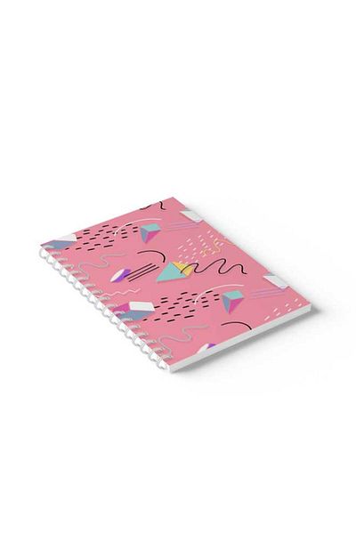 LOWHA Spiral Notebook with Front and Back Hard Covers Featuring Colourful Shapes Design