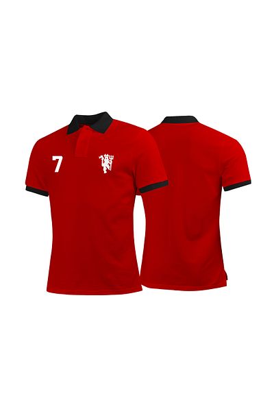 OFFSIDESIGN Manu Red Black Red Devils Retro Style Polo Neck T-Shirt Man Utd. Polo T-Shirt