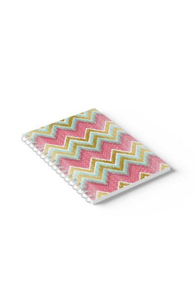 LOWHA Spiral Notebook with Front and Back Hard Covers Featuring Zig Zag Design