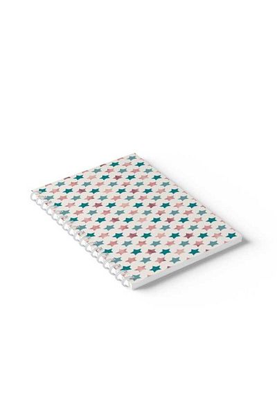 LOWHA Spiral Notebook with Front and Back Hard Covers Featuring Colourful Stars Design