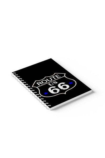 LOWHA Spiral Notebook with Front and Back Hard Covers Featuring Route 66 Design