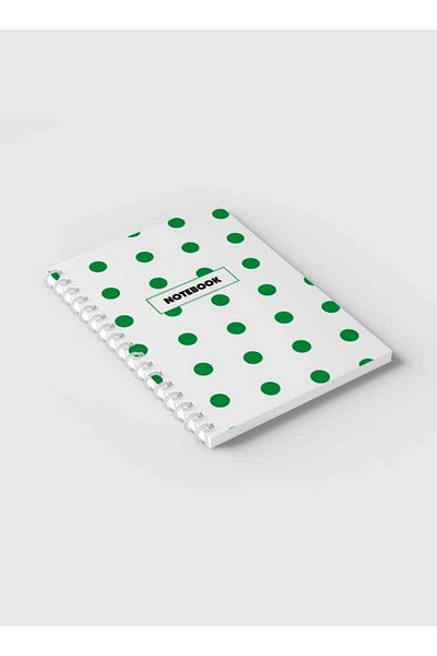 LOWHA Spiral Notebook with Front and Back Hard Covers Featuring Abstract Green Colored Dots Design