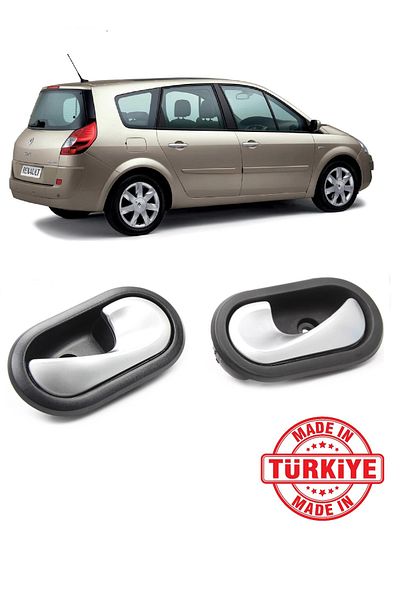 CMEPARTS Renault Scenic 2 Ii 2003-2009 Compatible Inner Door Release Handle Chrome Right and Left 2 Pcs Set