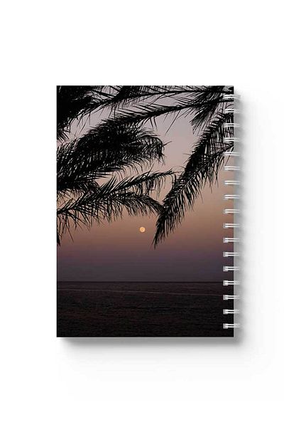 LOWHA دفتر ملاحظات حلزوني مع غلافين أمامي وخلفي صلبين بتصميم غروب الشمس