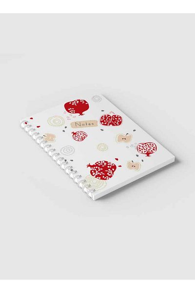 LOWHA Spiral Notebook with Front and Back Hard Covers Featuring Apple & Pomegranate Design
