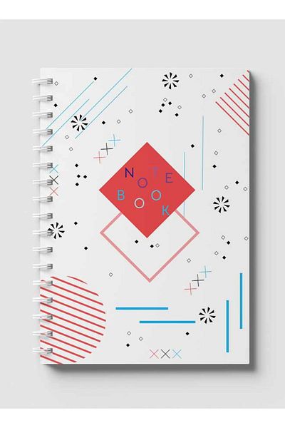 LOWHA Spiral Notebook with Front and Back Hard Covers Featuring Retro Geometric Design