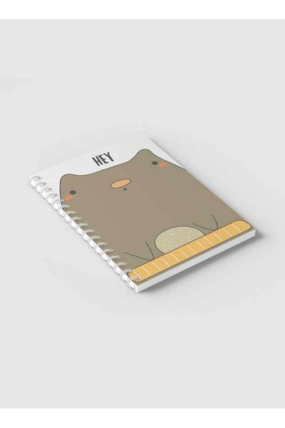 LOWHA Spiral Notebook with Front and Back Hard Covers Featuring Hey with Animal Drawing Design