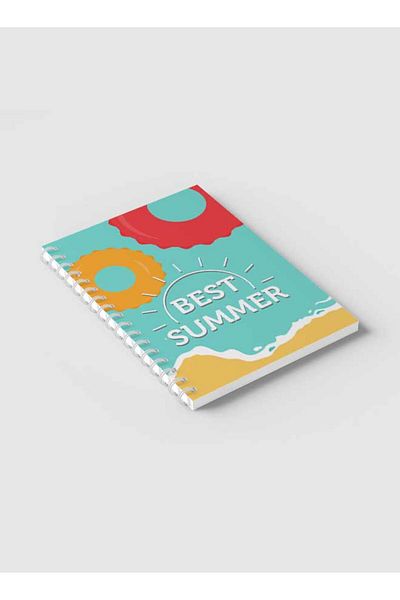 LOWHA Spiral Notebook with Front and Back Hard Covers Featuring Best Summer Design