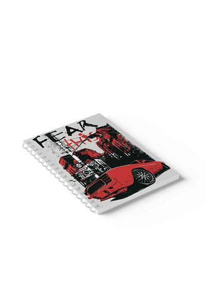 LOWHA Spiral Notebook with Front and Back Hard Covers Featuring Fear This with Car Design
