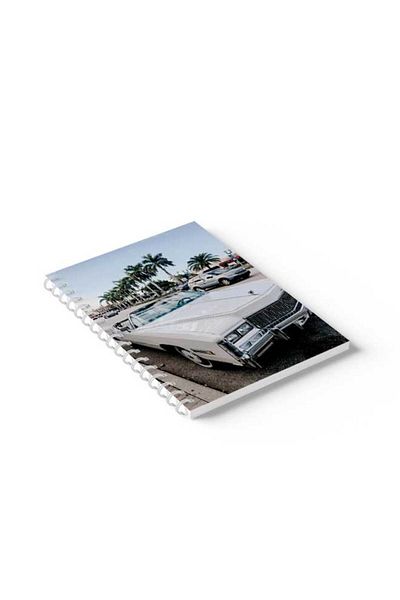 LOWHA Spiral Notebook with Front and Back Hard Covers Featuring Vintage Car Design