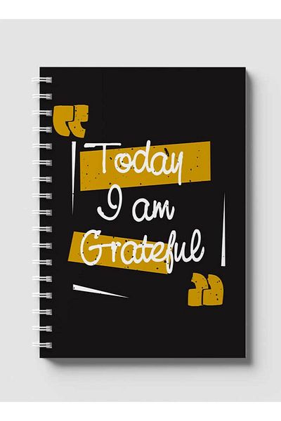 LOWHA Spiral Notebook with Front and Back Hard Covers Featuring Today I am Grateful Design