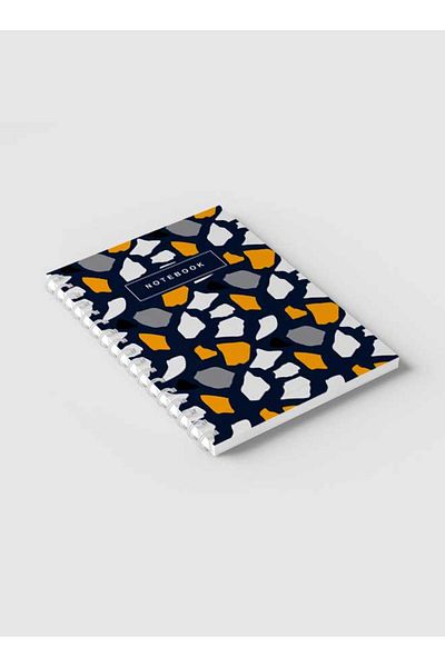 LOWHA Spiral Notebook with Front and Back Hard Covers Featuring Terrazzo Style Design