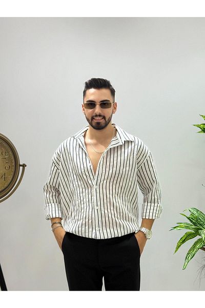 JACK CAPRİO Ανδρικό λινό πουκάμισο Flam ριγέ νέας σεζόν