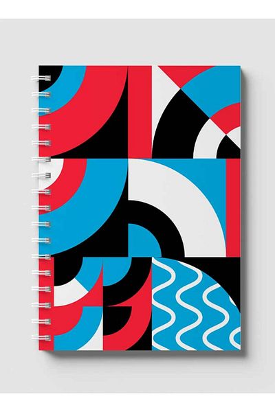 LOWHA Spiral Notebook with Front and Back Hard Covers Featuring Graphic Geometric Circles Design