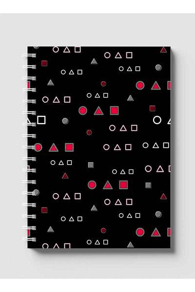 LOWHA Spiral Notebook with Front and Back Hard Covers Featuring Squid Game Shapes Design