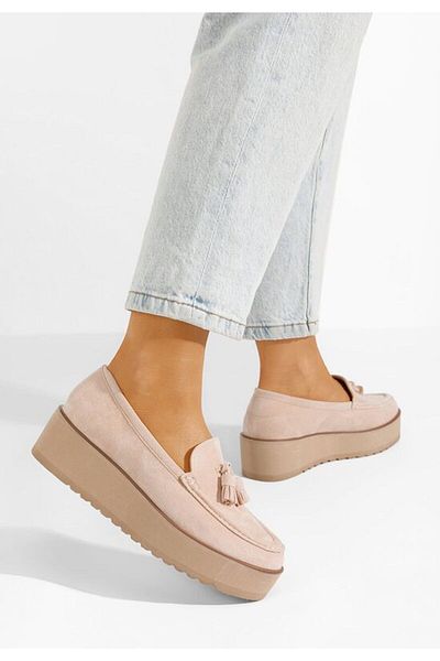 B T Shoes Leondra nude platform loafers