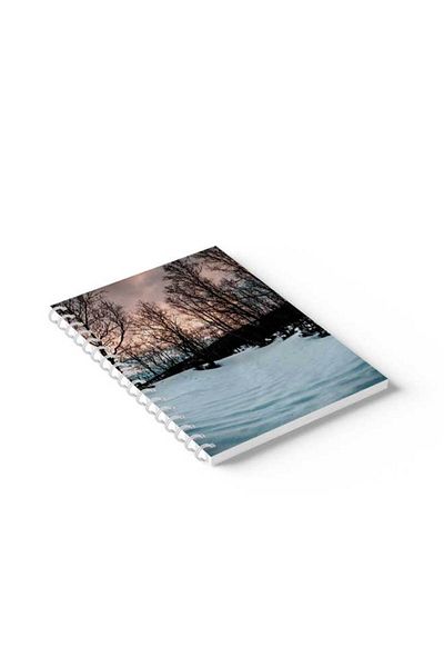 LOWHA Spiral Notebook with Front and Back Hard Covers Featuring Snow Design