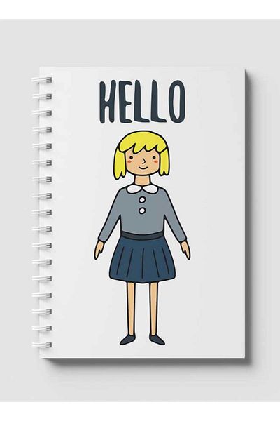 LOWHA Spiral Notebook with Front and Back Hard Covers Featuring Hello Girl in Uniform Design