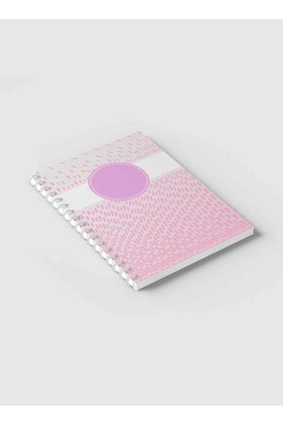 LOWHA Spiral Notebook with Front and Back Hard Covers Featuring Abstract Pink & White Cube Design