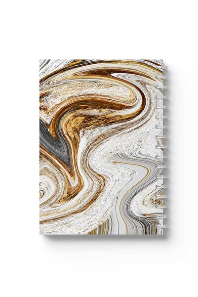 LOWHA دفتر ملاحظات حلزوني مع غلافين أمامي وخلفي صلبين بتصميم رخامي