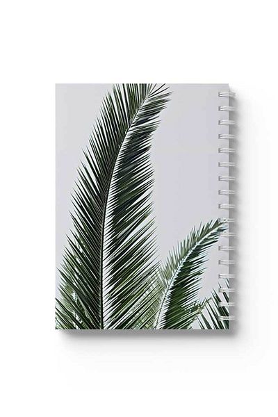 LOWHA Spiral Notebook with Front and Back Hard Covers Featuring Palm Design