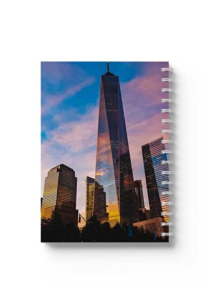 LOWHA دفتر ملاحظات حلزوني مع غلافين أمامي وخلفي صلبين بتصميم ناطحة سحاب