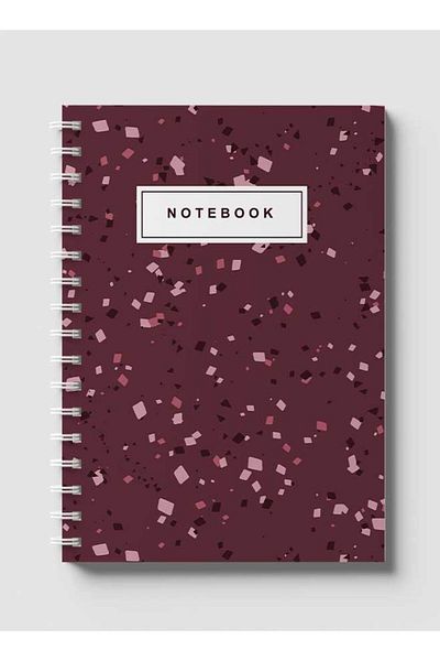 LOWHA Spiral Notebook with Front and Back Hard Covers Featuring Terrazzo Style Design