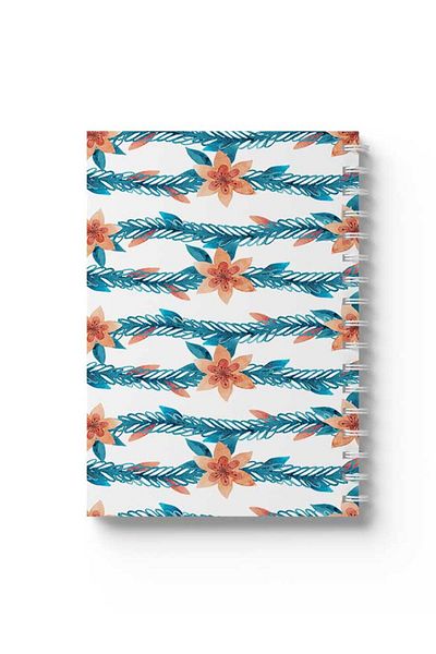 LOWHA Spiral Notebook with Front and Back Hard Covers Featuring Floral Pattern Design