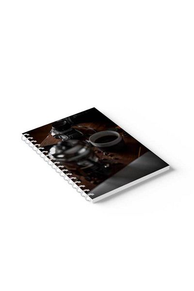 LOWHA Spiral Notebook with Front and Back Hard Covers Featuring Coffee Design