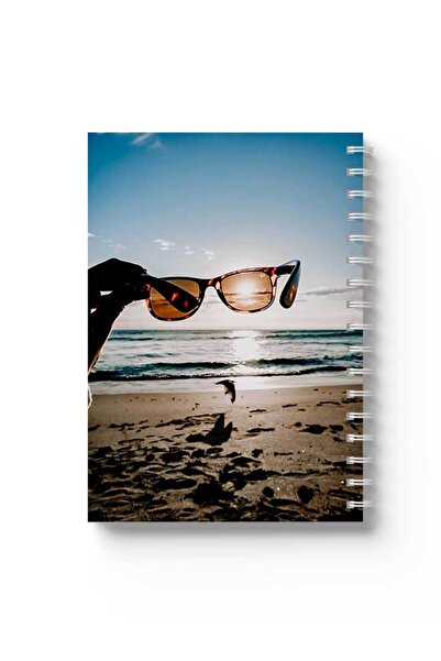 LOWHA Spiral Notebook with Front and Back Hard Covers Featuring Beach Glasses...