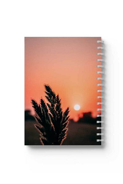 LOWHA Spiral Notebook with Front and Back Hard Covers Featuring Plan with Sun Design